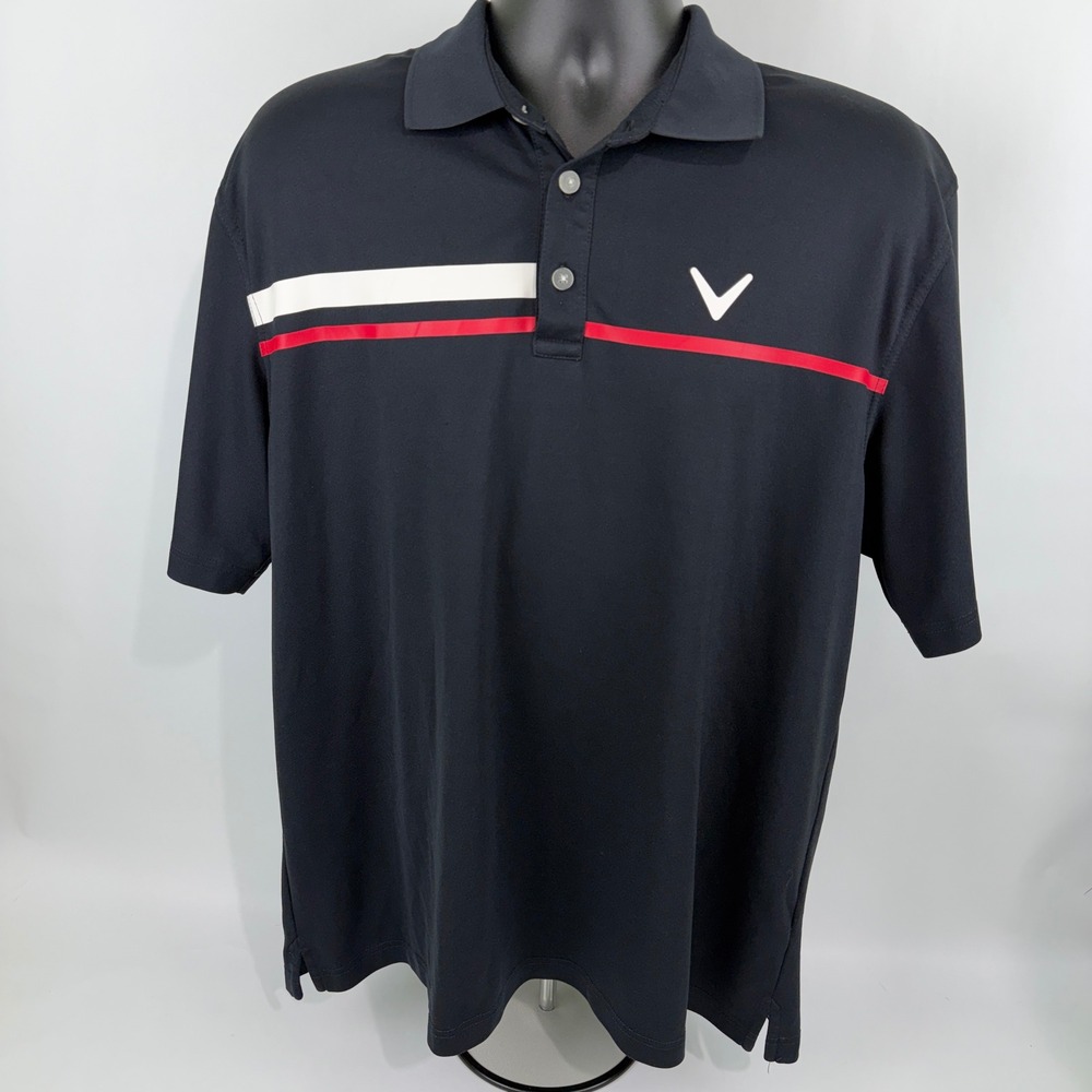 Callaway Mens XL Golf‎ Polo Shirt Black Red White Short Sleeve Performance - Picture 3 of 10